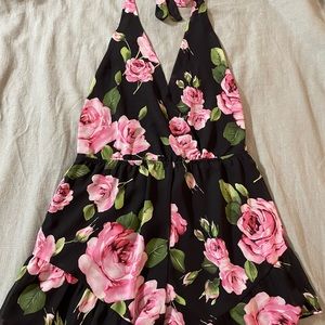 Forever 21 floral pink backless romper